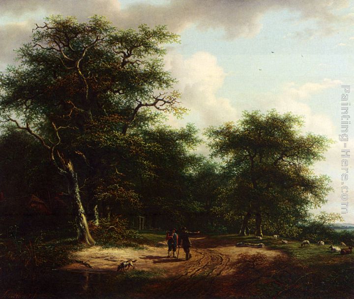 Andreas Schelfhout Two Figures In A Summer Landscape
